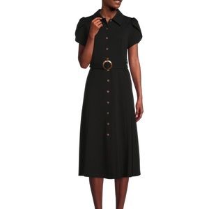 EUC Calvin Klein Black Midi Dress with Tulip Sleeves